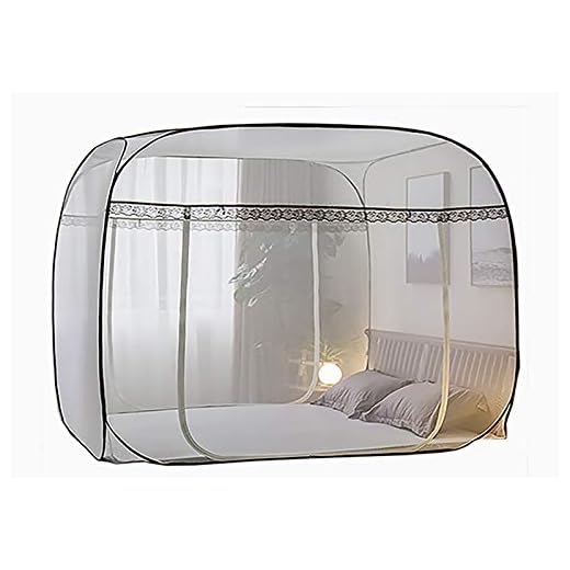 Folding Portable Spacious Mosquito Net Tent Luxury Bed Canopies for King/Queen/Single Bed Self- Standing Quick Easy Setup Three Doors Available (180W200L170H Bottomless)
