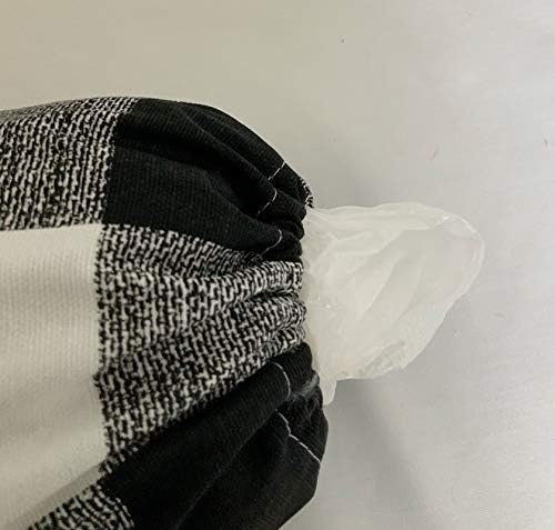 Miniatura 6 de Soporte para bolsas de plástico, organizador de bolsas de plástico, dispensador de bolsas de comestibles (negro y blanco, búfalo (con cordón))