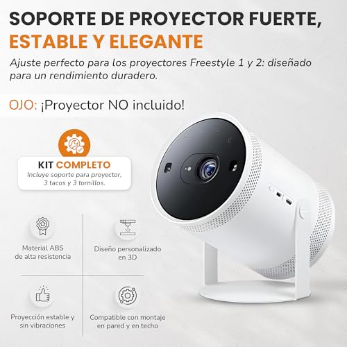 Miniatura 3 de Rustichome Soporte Para Proyector Samsun Freestyle 1 Y 2 Soporte Pared Y Techo Para Proyector Estante Para Samsun Freestyle 1 Y 2 Pared O Techo 1 Unidad Freestyle Redondo