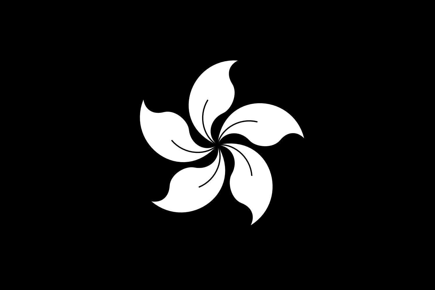 Drapeau Hong Kong noir et blanc au design graphique épuré et grand format pour intérieur