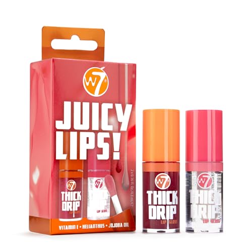 W7 Set regalo Juicy Lips lucidalabbra - Gloss labbra idratanti - Foolish & In The Clear - Regalo make-up