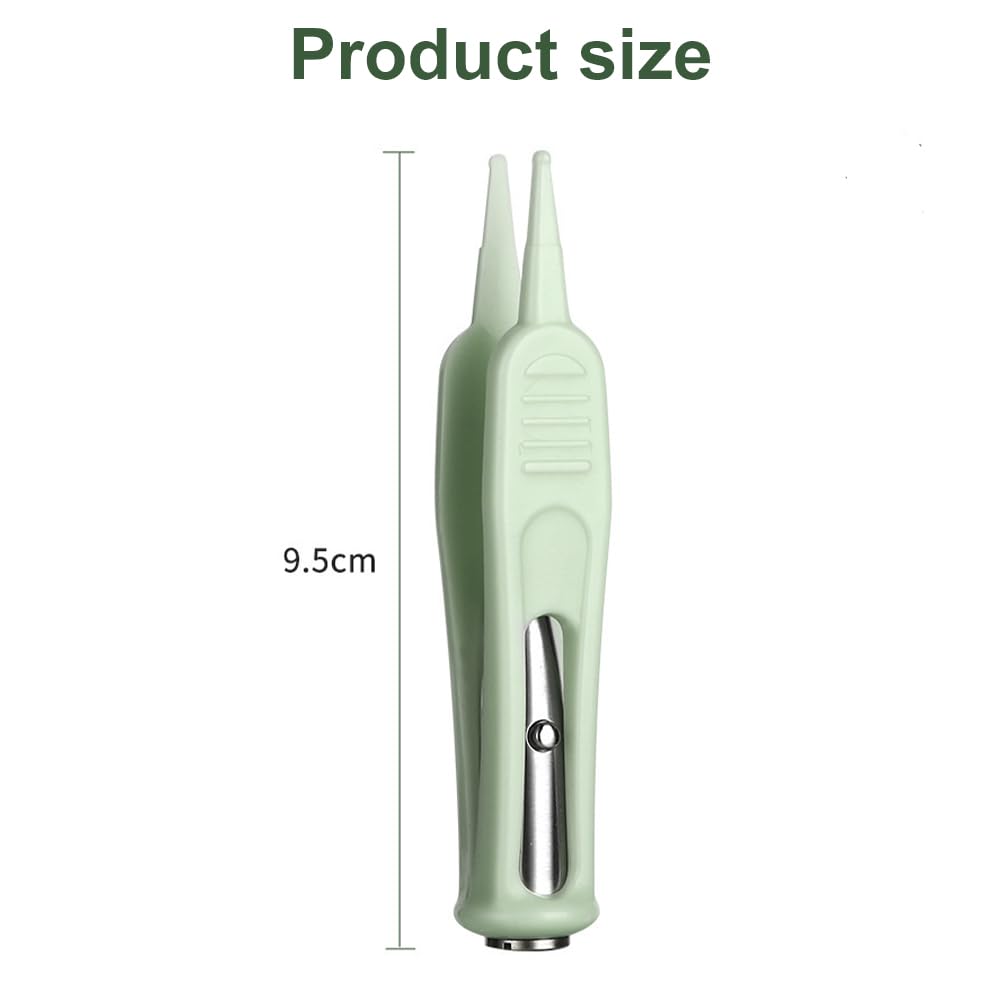 Nez Nettoyage Pince à Épiler avec Lumière LED,Pinces de Nettoyage du Nez,Oreille,Nombril,Pinces à Epiler pour Bébé,Pince à Épiler Plastique à Tête Ronde,Sécurité pour Bébé Brucelles,2PC
