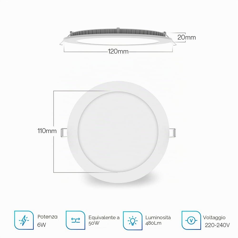 Lumary Faretti LED da Incasso per Cartongesso Wi-Fi 6W Ultrasottili RGBWW 480LM - APP Controllo Multi Colore Dim Musica Sincronizzare per Interni, Compatibile con Alexa Google Home - 4 Pezzi