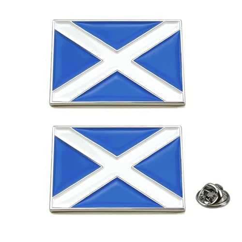 Lesonwo Lot de 2/4 pin's en forme de croix de Saint André avec drapeau écossais 30 mm x 20 mm, taille unique, Métal