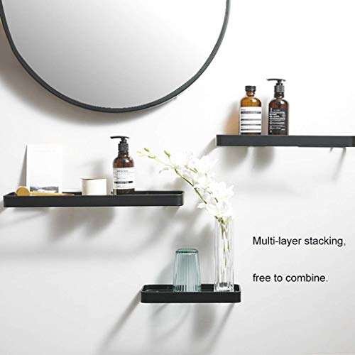 Estante de baño y ducha de pared, cesta organizadora de acero inoxidable negro de 30cm 5