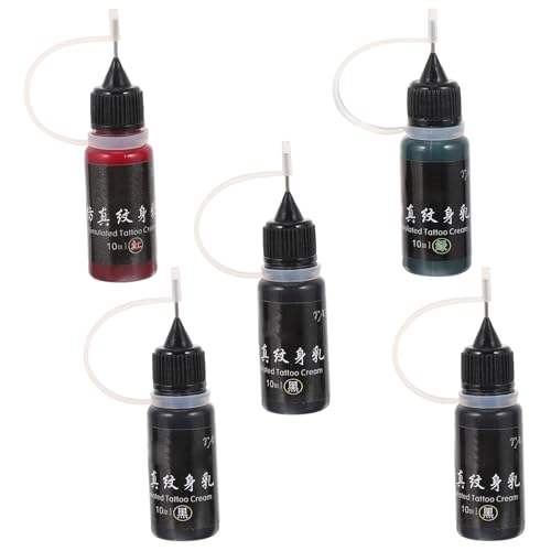 Anneome para Temporales Semipermanente 10 Ml Kit de 5 Frascos 3 Negro 1 Rojo 1 Verde Natural y Hipoalergénica para Caseros Piel Brazos y Cuerpo