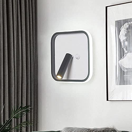 Lámpara de pared LED nórdica cuadrada con interruptor para mesita de noche 5