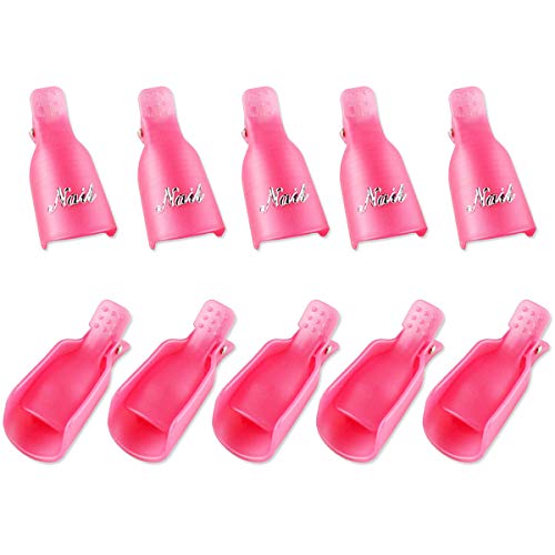 DEELING Plastic Acrylic Nail Art Soak Off Cap Clip UV Gel Polish Remover Wrap Tool 10 Pack (10 pack)