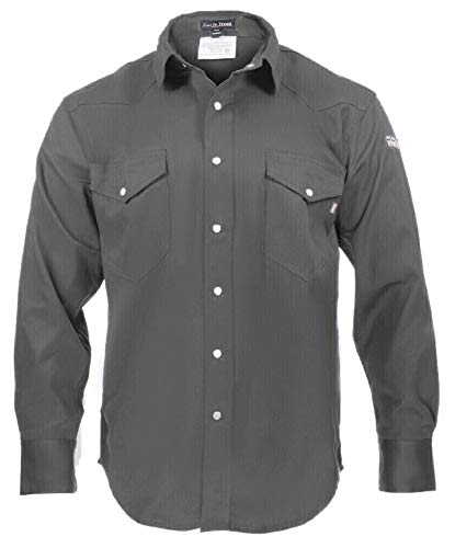 Flame Resistant FR Shirt - 100% C - Light Weight (2X-Large, Dark Grey)