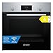 Bosch HBF114BS1 Serie 2, Forno da incasso, Cottura uniforme fino a 3 livelli, Manopole a scomparsa, Display digitale LED rosso, Idrolisi, Acciaio, 60 x 60 cm, Versione Esclusiva Amazon