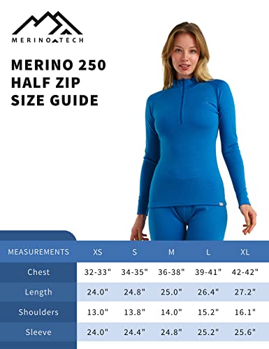 Merino Wool Base Layer Women Long Sleeve Half Zip Shirt (Medium, 250 Black) #TOP5