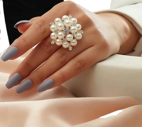 Cadeau de mariage romantique : bague ajustable cœur perlé pour femme