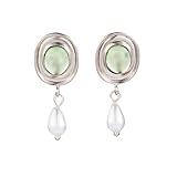 Pendientes de perlas barrocas ovaladas verdes, elegantes aretes colgantes, aretes de gota de perlas irregulares de moda para mujer, accesorios ligeros para uso diario y fiesta