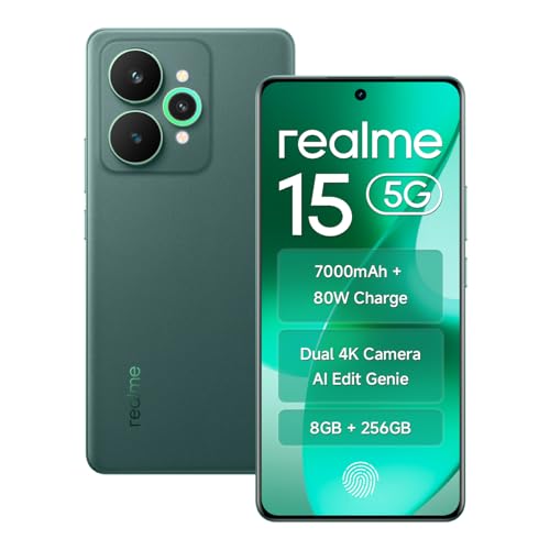 Image of realme 15 Smartphone 5G 256GB ROM 8GB RAM 6.8 inch AMOLED Display 144Hz, 7000mAh Battery 80W Fast Charge IP69 Waterproof 50MP AI Camera Green