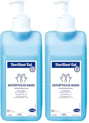 Sterillium, Gel Hidroalcohólico, Gel Desinfectante de Manos, Gel Antiséptico, Amplio Espectro de Acción, Aporta Hidratación, Protección y Suavidad, Color Azul (975 ml) (Paquete de 2)
