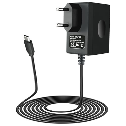 Xahpower Cargador para Nintendo Switch, 39W Adaptador para Switch OLED/Lite/Deck Dock/Pro Controller, Soport a Modo TV - 1,5m Cable