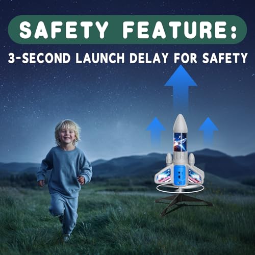 Image of Rocket Launcher for Kids - 200 Ft of Flight Altitude, 2026 New Model Auto Electric Spinner Rocket Toys with Safe Parachute, Easter Birthday Gifts for Boys & Girls Age 6 7 9 10 11 12 8-13 Years Old