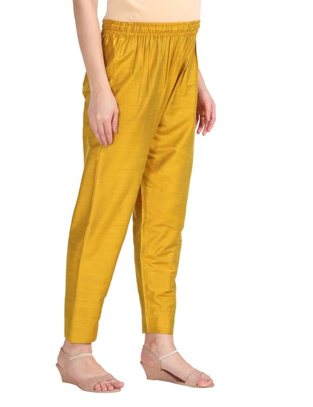 Pavisa Womens Alia Cut Cotton Silk Gold Foil Prints Yellow and Green Maternity Salwar Suit with Deep Two Side Pockets (XXX-Large, Yellow and Wine) - Image 8 thumbnail