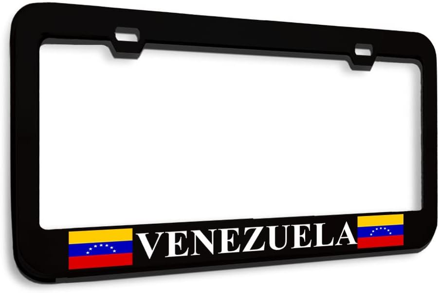 Metal License Plate Frame Venezuela Flag Venezuelan Metal Car Accessories Stainless Steel 2 Holes