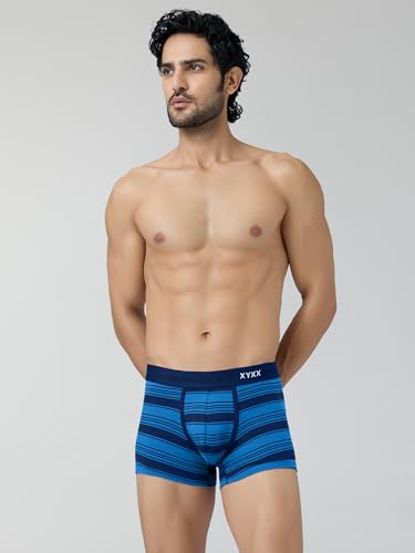 Image of XYXX Men's Streax Super Combed Cotton Regular Fit Striped Trunks with No Marks Waistband