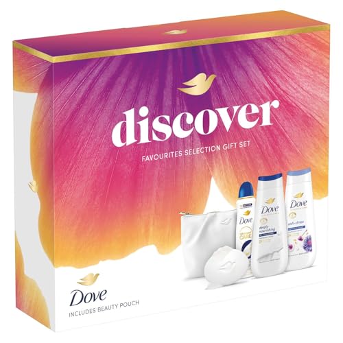 Image of Dove Discover Selection+Beauty Gift Set with Deeply Nourishing & Anti-Stress Bodywash, Original Anti-Perspirant, and Shea Beauty Bar - Skincare Essentials in One Set