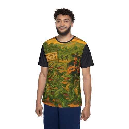 CoastWare™ Escape Alligator Alcatraz Jersey – Black Sleeves Version, Unisex Sports Shirt for Satire Fans &#038; Casual Athletes