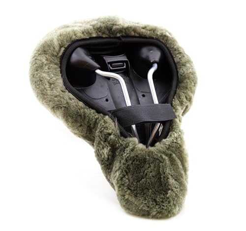 Reissner Lammfelle Fahrradsattel Bezug Fahrradsattelüberzug aus Merino Lammfell FSB-A-3 grün 28x15cm – Ansicht 2