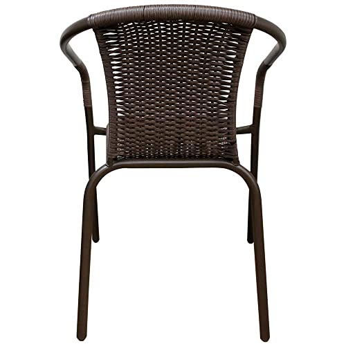 Poltrona em Aço com Fibra Sintética Rattan Marrom 77x53x58 Cm