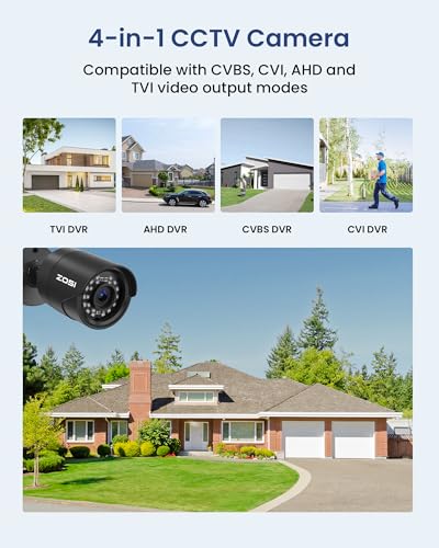 Image of ZOSI 2MP 1080p HD Security Camera Outdoor, Hybrid 4-in-1 CVI /TVI /AHD /CVBS | 1920TVI Bullet Camera, 80ft Night Vision, 90 Wide Angle, Weatherproof Surveillance CCTV Camera