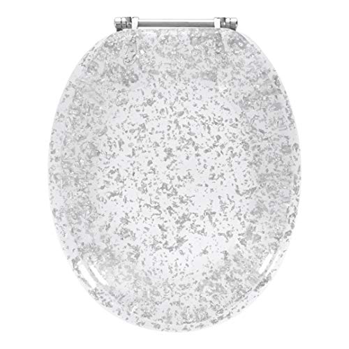 Ginsey Home Solutions Elongated Resin Toilet Seat, Silver Foil #TOP4