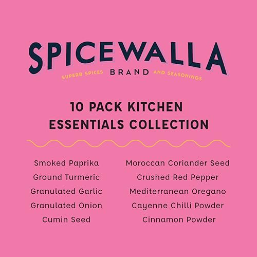 Spicewalla Essential Spices and Seasonings Set 10 Pack Variety | Garlic, Onion, Paprika, Crushed Red Pepper, Oregano, & more| Kitchen Cooking Set for Apartment and Home | House Warming Gift Set