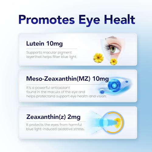 Herbal Bee Eye Supplement - Lutein 10mg, Meso-Zeaxanthin 10mg, Zeaxanthin 2mg - Eye Vitamins Supports Vision, Blue Light Protection & Macular Health - Natural Antioxidant Formula | 90 Softgels
