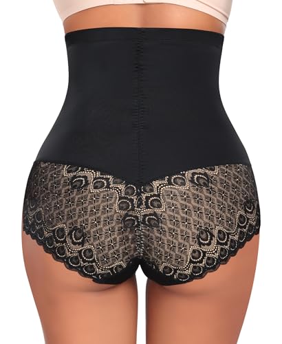Image of Werena Tummy Control Shapewear Panties for Women High Waisted Shaping Underwear Lace Body Shaper Girdle