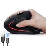 TECKNET Ergonomic Mouse, Rechargeable Vertical Ergo Mouse Wireless, Silent 2.4GHz 6 Buttons Optical Carpal Tunnel Mouse, 5 Adjustment Levels, Up to 4800DPI Wireless Mouse for Laptop, Desktop, PC