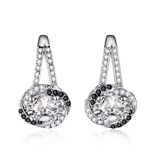 Pendientes de plata de ley 925 mujer con piedra de espinela negra facetada