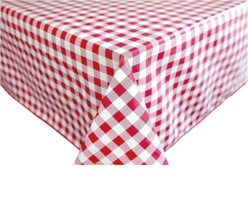 Home Direct Nappe en Toile cirée Facile à Nettoyer en PVC, Protection de Table, Carreaux Vichy, 100 cm x 140 cm, 39 x 55 cm, Rouge