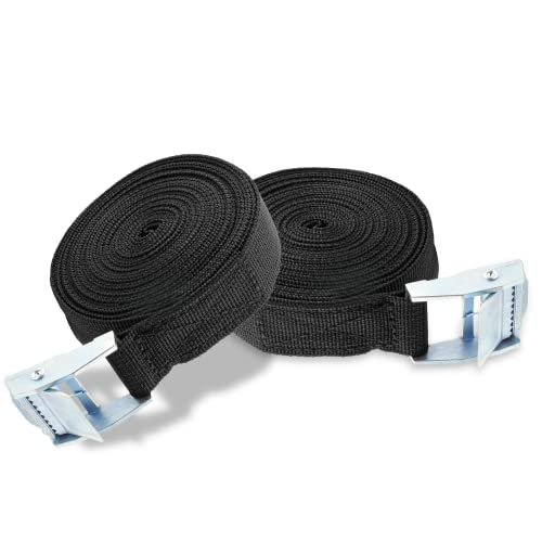 Uenhoy 4 Pack 13ft (4m) Cam Buckle Tie Down Straps Heavy Duty Lashing Straps Black Nylon Tie-Down Straps with Lock Buckle, Up to 600lbs, 13.12\' x 1\" - Thumbnail 2