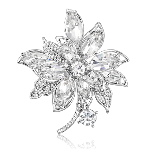 Image of Flower-shaped Elegant Brooch Pins for Women Wedding Broach