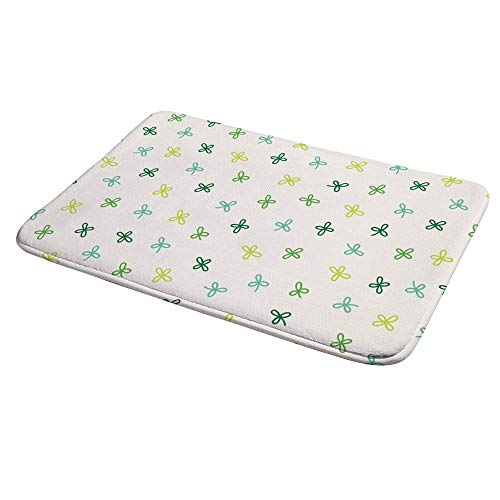 Tapis de bain antidérapant absorbant l'eau motif trèfle vert