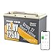 Power Queen LiFePO4 Battery 12V 125Ah Group 27 Bluetooth, 1600Wh Energy Lithium Battery with Low Temp Protection, 12V Deep Cycle Battery, Up to 15000 Cycles for Trolling Motor, RV, Solar, Marine