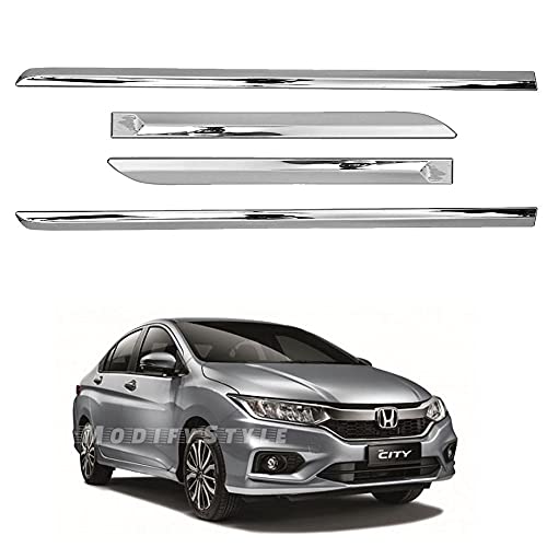 Image of Side Beading /Side Cladding /Door Garnish /Door Protector Chrome Suitable for Honda City (2017 to 2019) Type 6 (Set of 4pcs)
