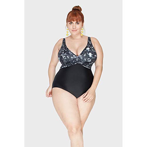 Maiô Busto Estampado Plus Size Preto-48