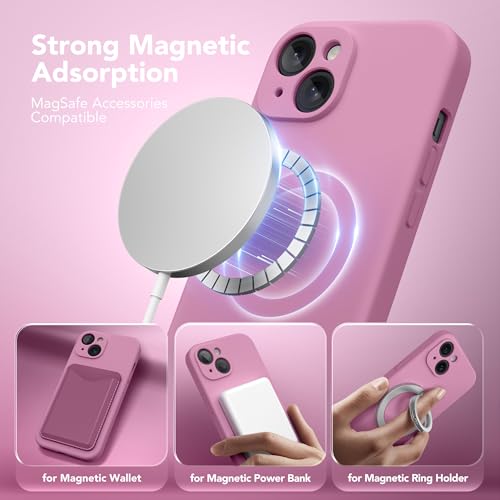 Image of Magnetic for iPhone 13 Case, Compatible with MagSafe, [Full Camera Protection][Screen Protector] Silicone Shockproof Protective Phone Case for iPhone 13 6.1 inch, Blackcurrant