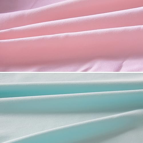 Biloban Pack and Play Sheets Fitted, 2 Pack Pack and Play Sheet Fits for Graco Pack n Play Mattress, Neutral Playard Sheets for Baby Boys and Girl, Pink & Aqua, 38”X 26”