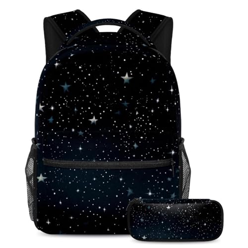 Sac à dos ciel étoilé avec trousse assortie pour adolescents et écoliers