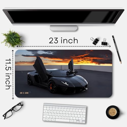 Image of Extended Gaming Mouse Pad for Desk (23x11.5 Inch) - Large Mouse Pad for Office & Home | Non-Slip Rubber Base, Smooth Surface Desk Mat for Laptop, Keyboard & Mouse (Sports Car Edition) (Print 15)