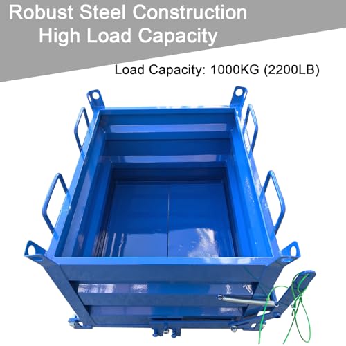 EQCOTWEA 2200LB Self-Dumping Steel Hopper Industrial Waste Dump Bin for Forklift with Wheels Heavy Duty Debris Container Cart for Scrap Metal and Parts, Factory & Warehouse Material Handling Use - Thumbnail 5