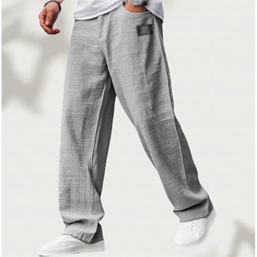 Mokaloha Mens Pants, Pacificozy Men's Casual Fabric Embroidered Logo Drawstring Loose Elastic Waist Pocket Trousers3