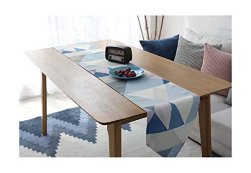 Bishilin Tischläufer Abwaschbar, Tischläufer 30x220CM Hochzeit Leinen Modern mit Geometrie Dreieck Muster Blau Tischdekoration für Zuhause Restaurant Speisetisch Cover