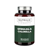 Spirulina and Chlorella 1800mg - Bioavailable and Vegan - 180 Spirulina Chlorella Algae Capsules - 180 Vegan Capsules Nutralie